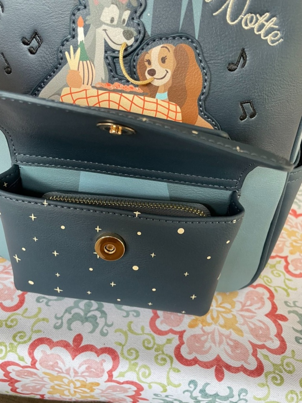 Disney Blue Bella Notte Tony's Restaurant Backpack and Wallet Set - Picture 3 of 5